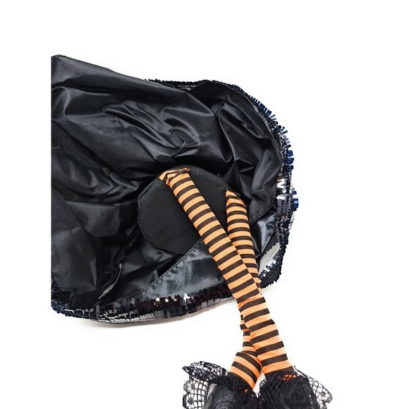 Halloween Elf Witch 24" Black Broom Party Decor Wreath Center - Picture 5 of 6